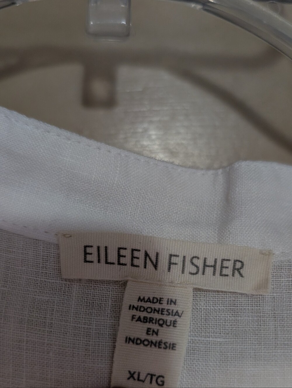 Eileen Fisher 100% Linen Mandarin Collar Sleeveless Shirt Size XL - Picture 3 of 4